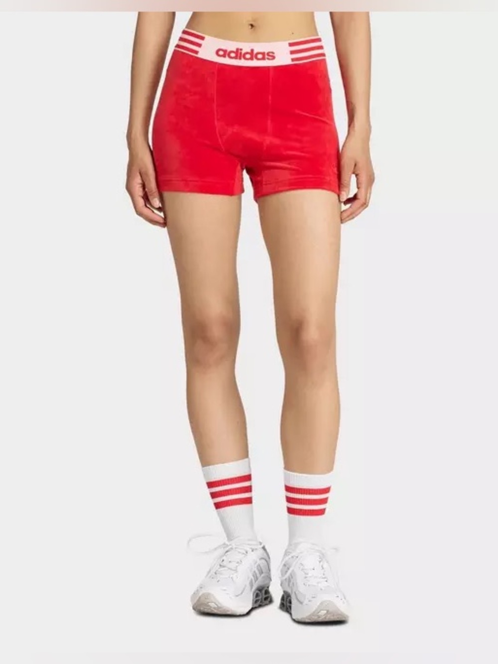 adidas WINTERIZED BOOTY SHORTS Red High-Rise Athletic Shorts - Picture 2 of 7